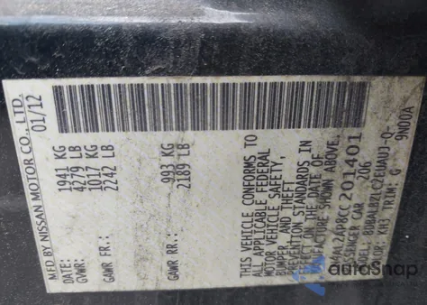 2012 Nissan Altima 2.5 S from USA, damaged, VIN 1N4AL2AP8CC201401